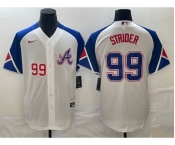 Men's Atlanta Braves #99 Spencer Strider Number White 2023 City Connect Cool Base Stitched Jerseys