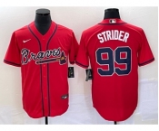 Men's Atlanta Braves #99 Spencer Strider Red Cool Base Stitched Baseball Jersey