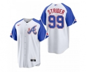 Men's Atlanta Braves #99 Spencer Strider White 2023 City Connect Cool Base Stitched Jersey