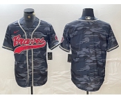 Men's Atlanta Braves Blank Gray Camo Cool Base With Patch Stitched Baseball Jersey