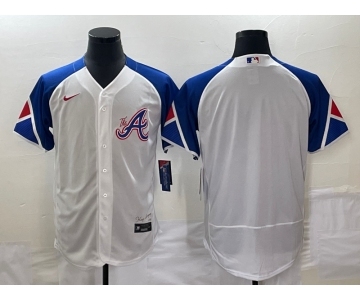 Men's Atlanta Braves Blank White 2023 City Connect Flex Base Stitched Baseball Jersey