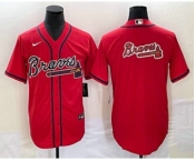 Men's Atlanta Braves Red Team Big Logo Cool Base Stitched Baseball Jersey