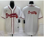 Men's Atlanta Braves White Team Big Logo Cool Base Stitched Baseball Jersey