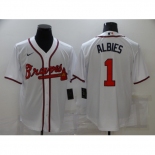 Men's Nike Atlanta Braves #1 Ozzie Albies White Game Authentic Jersey