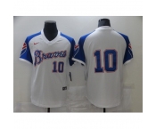 Men's Nike Atlanta Braves #10 Atlanta Braves White Stitched Baseball Jersey