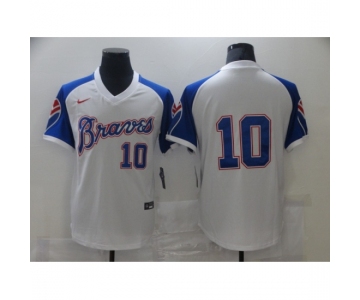 Men's Nike Atlanta Braves #10 Atlanta Braves White Stitched Baseball Jersey