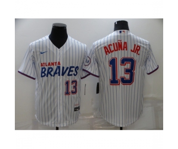 Men's Nike Atlanta Braves #13 Ronald Acuna Jr. White City Player Jersey