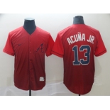 Men's Nike Atlanta Braves #13 Ronald Acuna Red Drift Fashion MLB Jersey