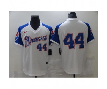 Men's Nike Atlanta Braves #44 Hank Aaron White Stitched Baseball Jersey