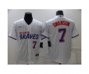 Men's Nike Atlanta Braves #7 Dansby Swanson White City Player Jersey