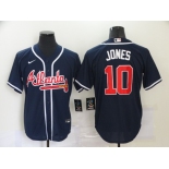 Nike Atlanta Braves #10 Chipper Jones Authentic Dark Blue Alternate Cool Base Baseball Jersey