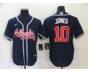 Nike Atlanta Braves #10 Chipper Jones Authentic Dark Blue Alternate Cool Base Baseball Jersey