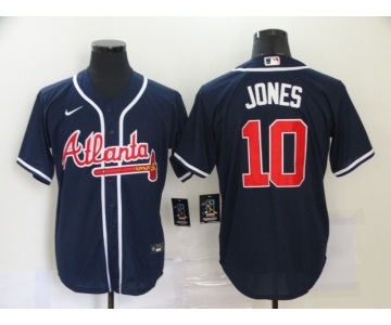 Nike Atlanta Braves #10 Chipper Jones Authentic Dark Blue Alternate Cool Base Baseball Jersey