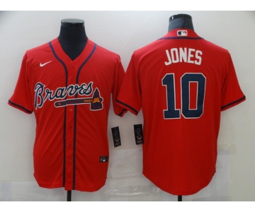 Nike Atlanta Braves #10 Chipper Jones Authentic Red 2020 Alternate Cool Base Baseball Jersey