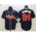 Nike Atlanta Braves #24 Deion Sanders Authentic Dark Blue 2020 Alternate Cool Base Baseball Jersey