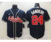 Nike Atlanta Braves #24 Deion Sanders Authentic Dark Blue 2020 Alternate Cool Base Baseball Jersey