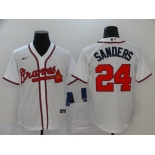 Nike Atlanta Braves #24 Deion Sanders Authentic White Alternate Cool Base Baseball Jersey