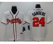 Nike Atlanta Braves #24 Deion Sanders Authentic White Alternate Cool Base Baseball Jersey