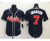 Nike Atlanta Braves #7 Dansby Swanson Authentic Dark Blue 2020 Alternate Cool Base Baseball Jersey