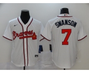 Nike Atlanta Braves #7 Dansby Swanson Authentic White 2020 Alternate Cool Base Baseball Jersey