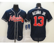 Nike Men's Atlanta Braves #13 Ronald Acuna Jr. Dark Blue Home Flex Base Authentic Collection Baseball Jersey