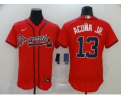 Nike Men's Atlanta Braves #13 Ronald Acuna Jr. Red Home Flex Base Authentic Collection Baseball Jersey