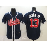 Nike Men's Atlanta Braves #13 Ronald Acuna Jr. Replica Blue Alternate Road Cool Base Baseball Jersey