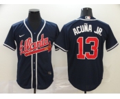 Nike Men's Atlanta Braves #13 Ronald Acuna Jr. Replica Blue Alternate Road Cool Base Baseball Jersey