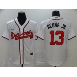 Nike Men's Atlanta Braves #13 Ronald Acuna Jr. Replica White  Cool Base Baseball Jersey