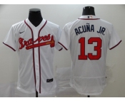 Nike Men's Atlanta Braves #13 Ronald Acuna Jr. White  Flex Base Authentic Collection Baseball Jersey