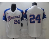 Nike Men's Atlanta Braves #24 Deion Sanders Authentic White Throwback Baseball Jersey