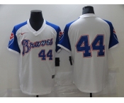 Nike Men's Atlanta Braves  #44 Hank Aaron Authentic White Throwback Baseball Jersey