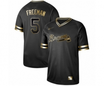 Nike Men's Atlanta Braves #5 Freddie Freeman Authentic Black Gold Fashion Baseball Jersey