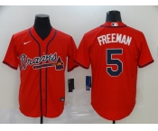 Nike Men's Atlanta Braves #5 Freddie Freeman Red Cool Base Baseball Jersey