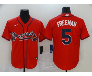 Nike Men's Atlanta Braves #5 Freddie Freeman Red Cool Base Baseball Jersey