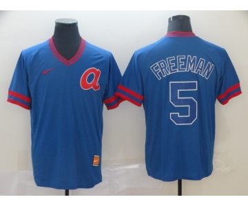 Nike Men's Atlanta Braves #5 Freddie Freeman Royal blue Cool Base Baseball Jersey