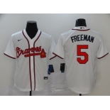 Nike Men's Atlanta Braves #5 Freddie Freeman White Cool Base Baseball Jersey