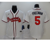 Nike Men's Atlanta Braves #5 Freddie Freeman White Cool Base Baseball Jersey