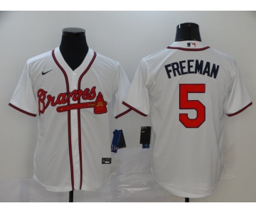 Nike Men's Atlanta Braves #5 Freddie Freeman White Cool Base Baseball Jersey