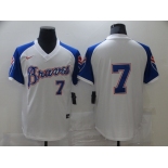 Nike Men's Atlanta Braves  #7 Dansby Swanson Authentic White Throwback Baseball Jersey