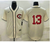 Men's Chicago Cubs #13 David Bote 2022 Cream Field of Dreams Cool Base Stitched Baseball Jersey