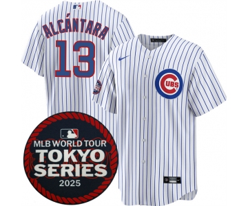 Men's Chicago Cubs #13 Kevin Alcántara White 2025 World Tour Tokyo Series Home Stitched Baseball Jersey