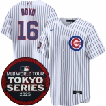 Men's Chicago Cubs #16 Matthew Boyd White 2025 World Tour Tokyo Series Home Stitched Baseball Jersey