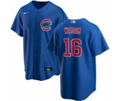 Men's Chicago Cubs #16 Patrick Wisdom Blue Cool Base Stitched Baseball Jersey