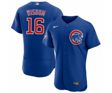 Men's Chicago Cubs #16 Patrick Wisdom Blue Flex Base Stitched Jersey