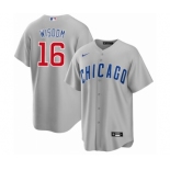 Men's Chicago Cubs #16 Patrick Wisdom Gray Cool Base Stitched Baseball Jersey