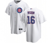 Men's Chicago Cubs #16 Patrick Wisdom White Cool Base Stitched Baseball Jersey