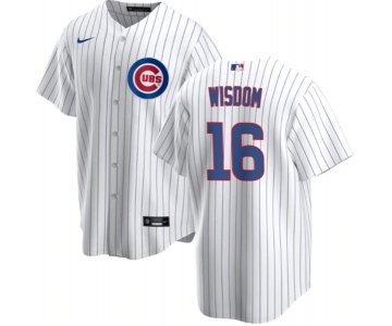 Men's Chicago Cubs #16 Patrick Wisdom White Cool Base Stitched Baseball Jersey