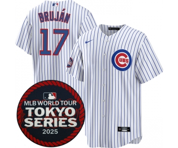 Men's Chicago Cubs #17 Vidal Bruján White 2025 World Tour Tokyo Series Home Stitched Baseball Jersey