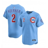 Men's Chicago Cubs #2 Nico Hoerner Blue 2024-25 2nd Alternate Limited Stitched Baseball Jersey